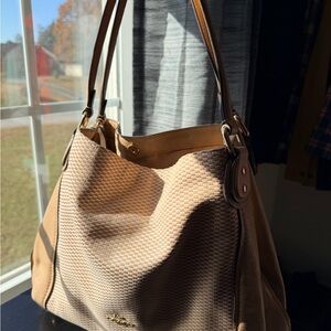 Coach Tan and Brown Shoulder Bag